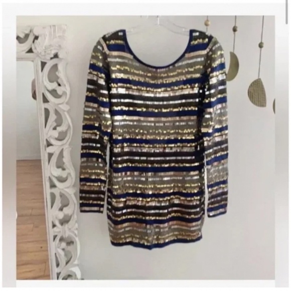 🪞 NWT open back embroidered sequin long sleeve tunic dress by victoria’s secret